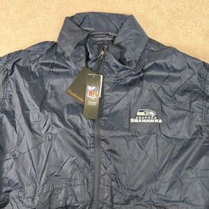 Dunbrooke NFL Seattle Seahawks Navy Blue Lightweight Hooded Wind Breaker Mens XL